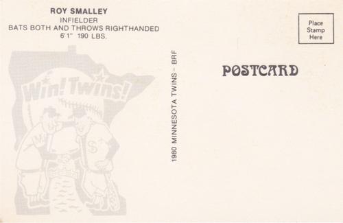 1980 Minnesota Twins Postcards #NNO Roy Smalley Back