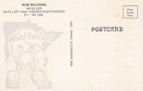 1980 Minnesota Twins Postcards #NNO Rob Wilfong Back