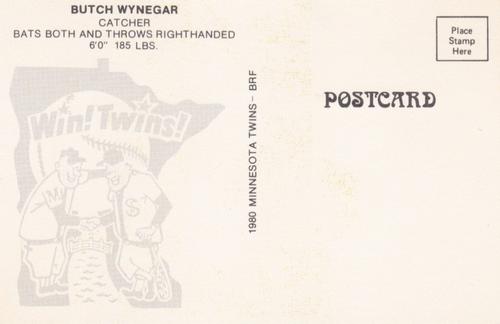 1980 Minnesota Twins Postcards #NNO Butch Wynegar Back