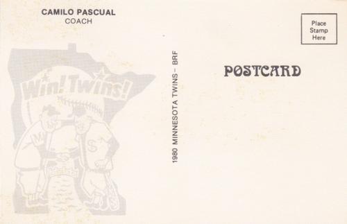 1980 Minnesota Twins Postcards #NNO Camilo Pascual Back