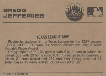 1988-89 Star Gold #2 Gregg Jefferies Back