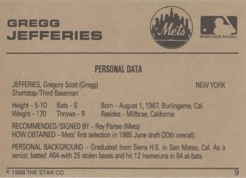 1988-89 Star Gold #9 Gregg Jefferies Back