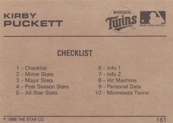 1988-89 Star Gold #161 Kirby Puckett Back
