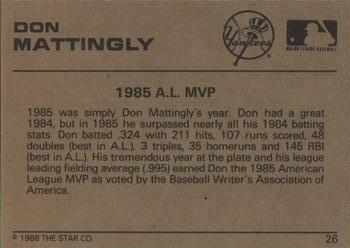 1988-89 Star Gold #26 Don Mattingly Back