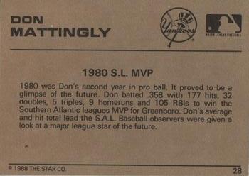 1988-89 Star Gold #28 Don Mattingly Back
