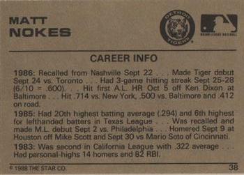 1988-89 Star Gold #38 Matt Nokes Back