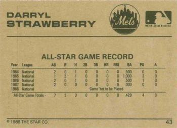 1988-89 Star Gold #43 Darryl Strawberry Back