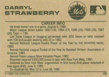 1988-89 Star Gold #48 Darryl Strawberry Back