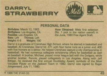1988-89 Star Gold #49 Darryl Strawberry Back