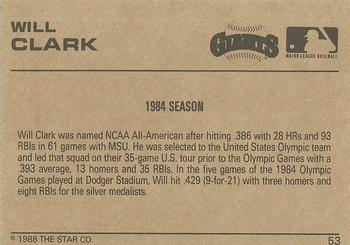 1988-89 Star Gold #53 Will Clark Back