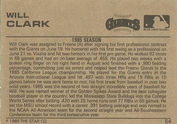 1988-89 Star Gold #54 Will Clark Back