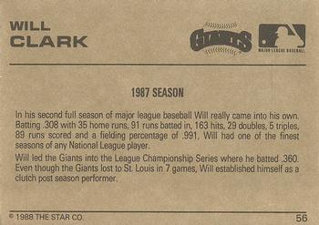 1988-89 Star Gold #56 Will Clark Back