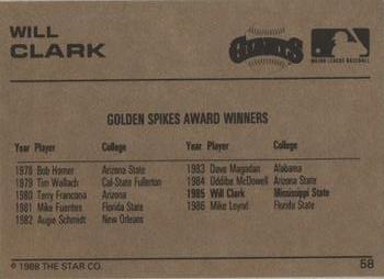 1988-89 Star Gold #58 Will Clark Back