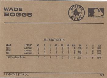 1988-89 Star Gold #63 Wade Boggs Back