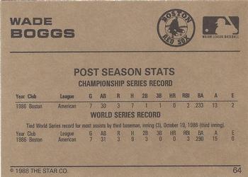 1988-89 Star Gold #64 Wade Boggs Back