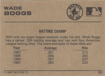 1988-89 Star Gold #65 Wade Boggs Back