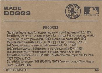 1988-89 Star Gold #66 Wade Boggs Back
