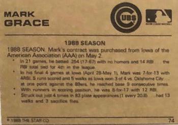 1988-89 Star Gold #74 Mark Grace Back