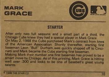 1988-89 Star Gold #76 Mark Grace Back