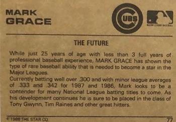 1988-89 Star Gold #77 Mark Grace Back