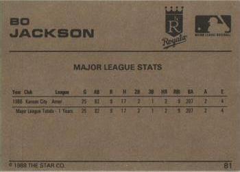 1988-89 Star Gold #81 Bo Jackson Back
