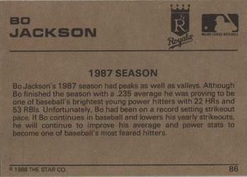 1988-89 Star Gold #86 Bo Jackson Back