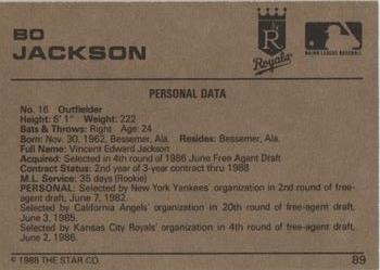 1988-89 Star Gold #89 Bo Jackson Back