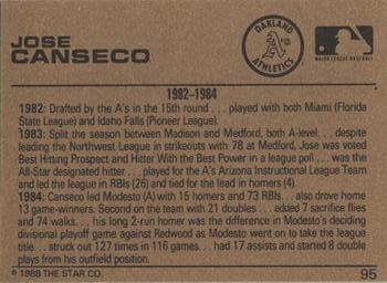 1988-89 Star Gold #95 Jose Canseco Back