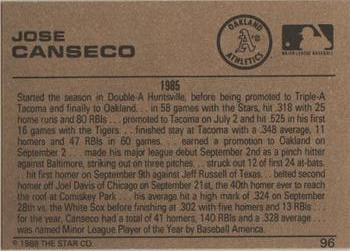 1988-89 Star Gold #96 Jose Canseco Back