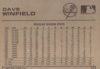 1988-89 Star Gold #131 Dave Winfield Back