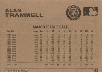 1988-89 Star Gold #143 Alan Trammell Back