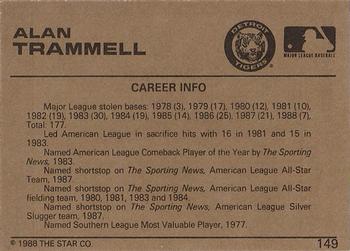 1988-89 Star Gold #149 Alan Trammell Back