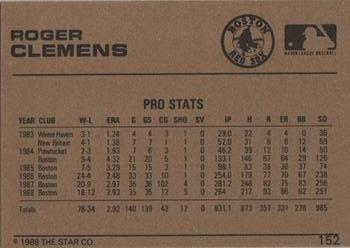 1988-89 Star Gold #152 Roger Clemens Back