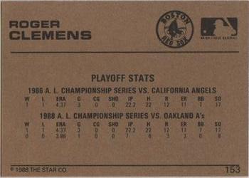 1988-89 Star Gold #153 Roger Clemens Back