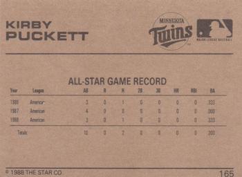 1988-89 Star Gold #165 Kirby Puckett Back