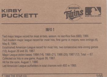 1988-89 Star Gold #166 Kirby Puckett Back