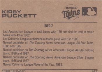1988-89 Star Gold #167 Kirby Puckett Back