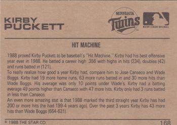 1988-89 Star Gold #168 Kirby Puckett Back