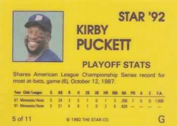 1992 Star Kirby Puckett #5 Kirby Puckett Back