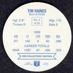 1990 Holsum Discs #2 Tim Raines Back