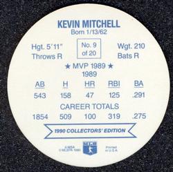 1990 Holsum Discs #9 Kevin Mitchell Back