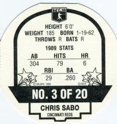 1990 MSA Super Stars Discs #3 Chris Sabo Back