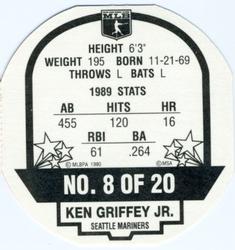 1990 MSA Super Stars Discs #8 Ken Griffey Jr. Back