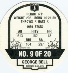 1990 MSA Super Stars Discs #9 George Bell Back