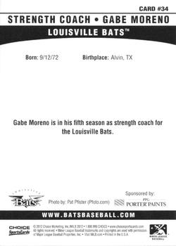 2012 Choice Louisville Bats #34 Gabe Moreno Back