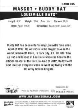 2012 Choice Louisville Bats #35 Buddy Bat Back