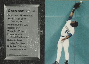 1993 Showcase Gallery Magazine #2 Ken Griffey Jr. Back