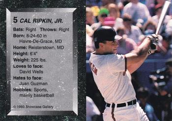 1993 Showcase Gallery Magazine #5 Cal Ripken Jr. Back