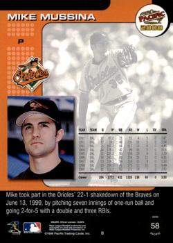 2000 Pacific - Copper #58 Mike Mussina  Back