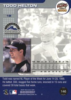2000 Pacific - Copper #146 Todd Helton  Back